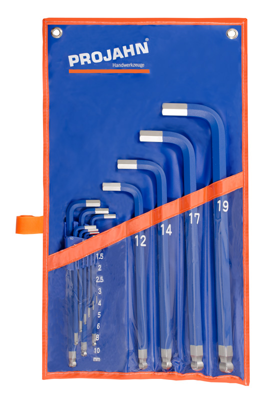 Winkelstiftschlüssel-Satz BLUE magnetisch für Innen-Skant-Schrauben mit Kugelkopf extra lange Form