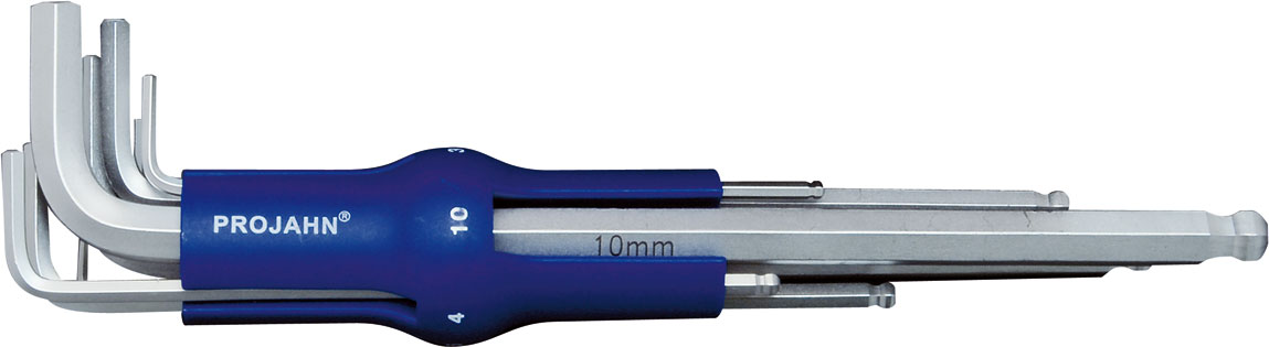 Winkelstiftschlüssel-Satz im Drehgriff-Halter für Innen-6kant-Schrauben extra lange Form