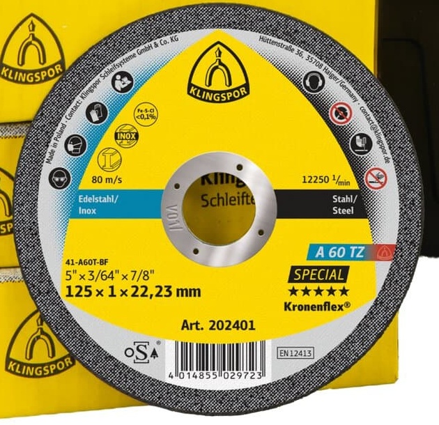 Klingspor Trennscheiben A 60 TZ Special 125 x 1 mm – 100 Stück mit Werkzeugbox