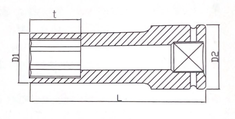 Tiefer Schlag-Steckschlüssel-Einsatz metrisch 6-kant 25 [9"]