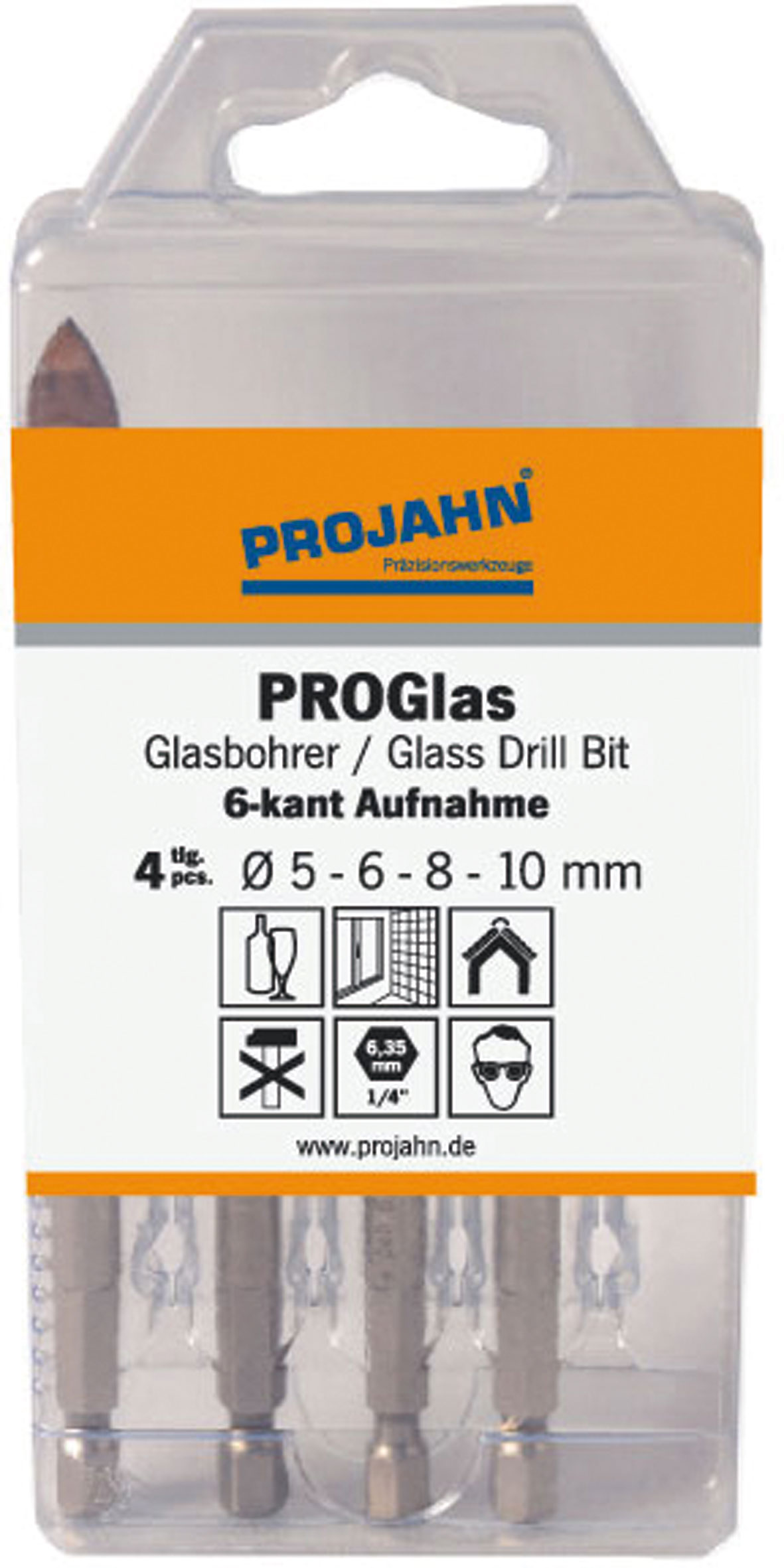 PROGlas-Bohrerset 4-tlg. für Glas, Keramik, Fliesen und Dachziegel