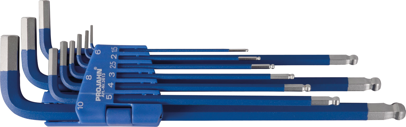 Winkelstiftschlüssel-Satz BLUE magnetisch für Innen-Skant-Schrauben mit Kugelkopf extra lange Form
