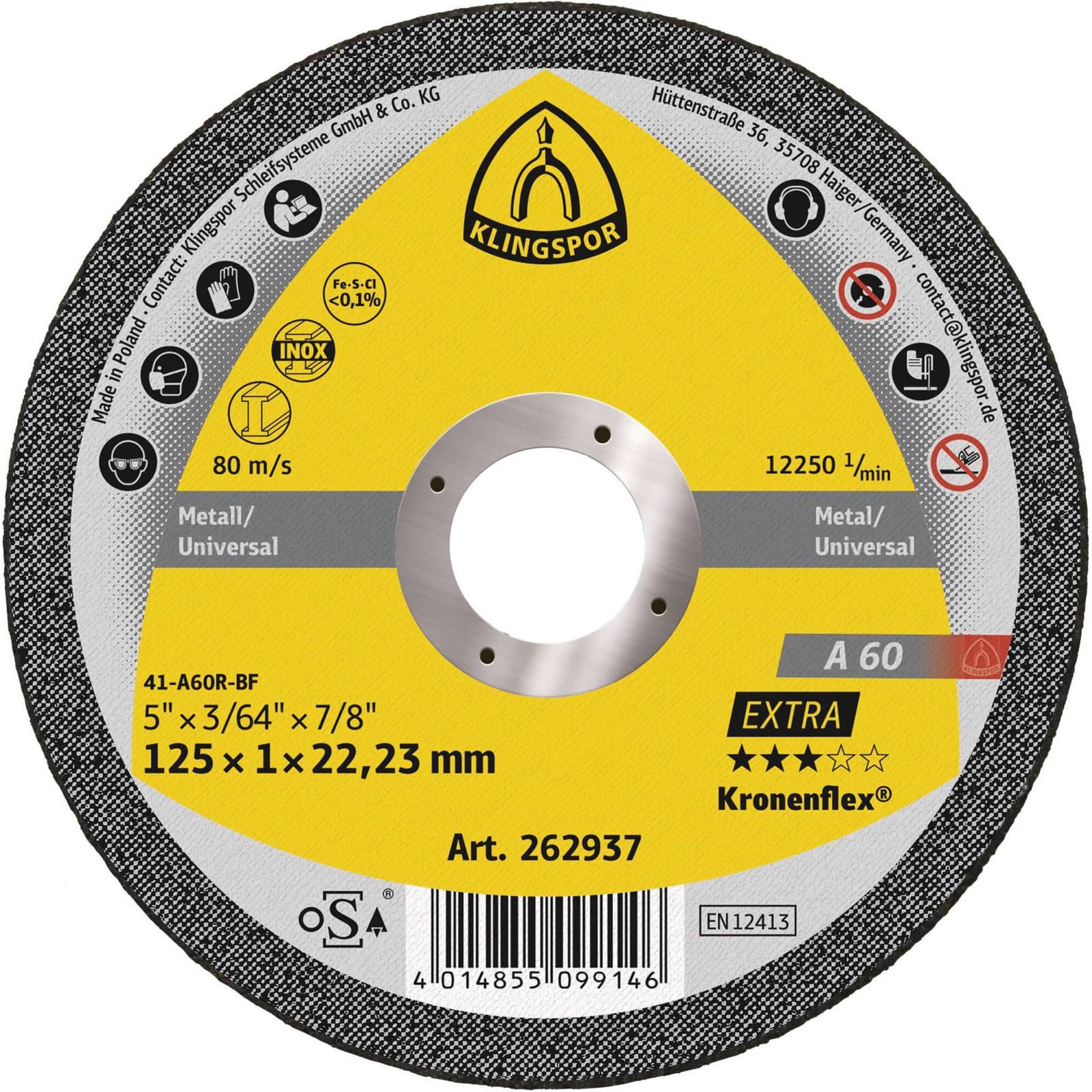 Klingspor Kronenflex Trennscheibe A 60 Extra 125 x 1,0 mm