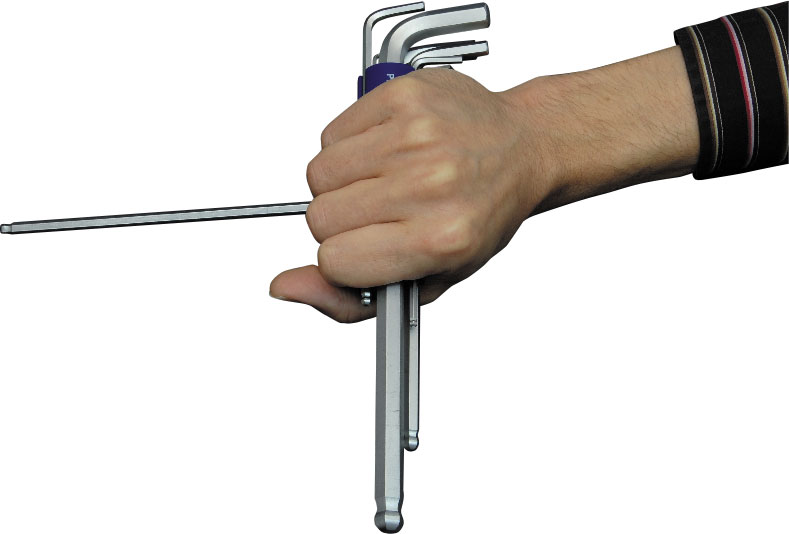 Winkelstiftschlüssel-Satz im Drehgriff-Halter für Innen-6kant-Schrauben extra lange Form